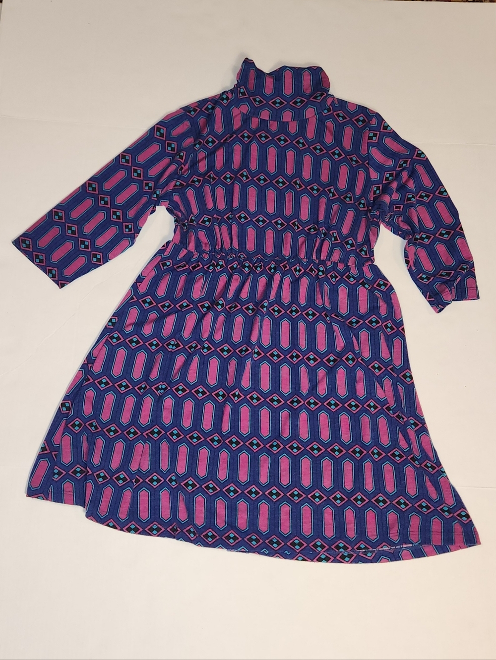 VTG Y2k Forever 21 Purple Pink Teal Geometric Print Mini Dress Large L EUC